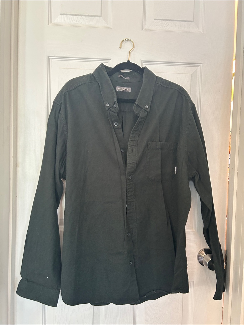 Dark Green Eddie Bauer Classic Fit Button Down Top